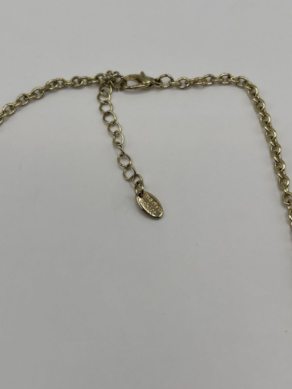 Marlyn Schiff Gold Tone Necklace Green Charcoal Rhinestones Statement Jewelry - Picture 13 of 16